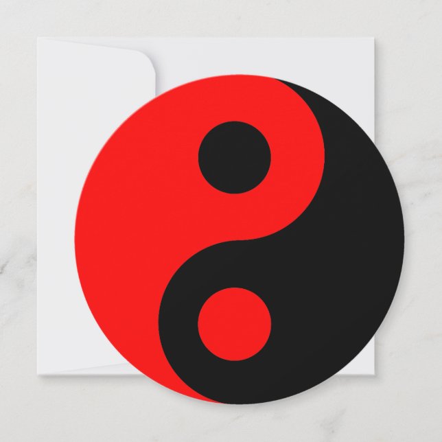 Convites Símbolo Red e Black Yin Yang Aniversário (Frente)