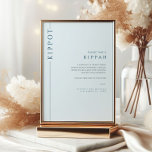 Convites Símbolo Tabletop do Bar Azul Claro Mitzvah Kippot<br><div class="desc">Mazel tov nesta ocasião especial! Torne a cerimônia do Bar do seu filho Mitzvah especial com esta tipografia minimalista azul clara e marinho com o sinal Kippah. Este sinal fornece informações sobre o que é o Kippot e instruções sobre o que fazer.</div>