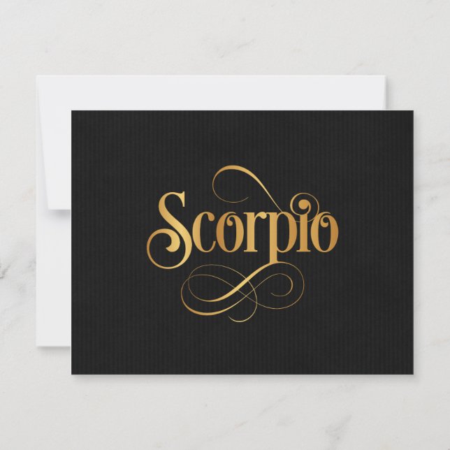 Convites Símbolo Zodiac Sinal Scorpio Suave Dourado em Pret (Verso)