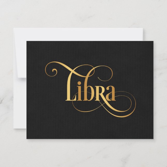 Convites Símbolo Zodíaco Sinal Libra Dourado em Preto (Verso)