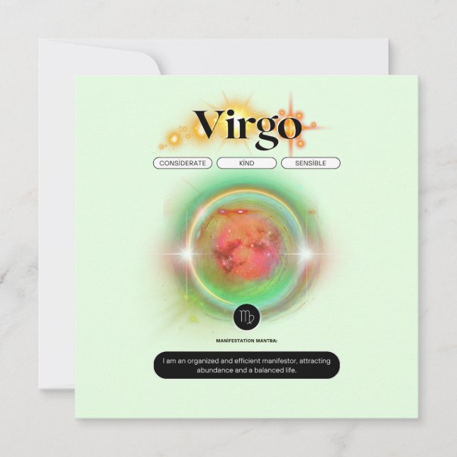 Convites Símbolo Zodiano Moderno Virgo Citação Elemento da  (Frente)