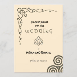 Convites Símbolos celtas e folhagem em creme