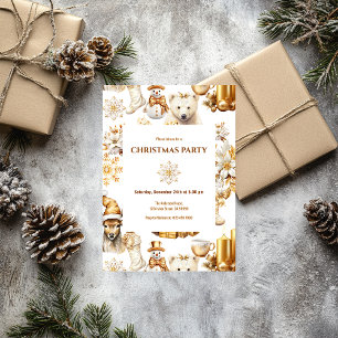 Convites Símbolos de Natal em Dourado e Branco