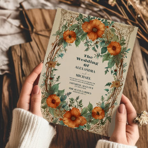 Convites Simfonia Floral de Casamento Inspirada no Art Nouv