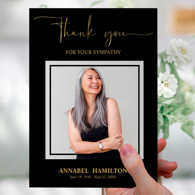 Convites Simpatia de Script Dourado Clássico Obrigado Foto (Criador carregado)