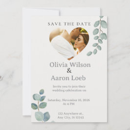 Convites Simpl Green White Overlay Photo Wedding Invitation