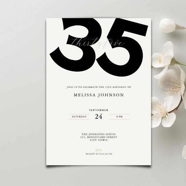Convites Simple 35th Birthday Invitation: Minimal Style (Criador carregado)