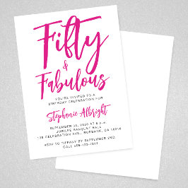 Convites Simple 50 and Fabulous Pink 50th Birthday Party