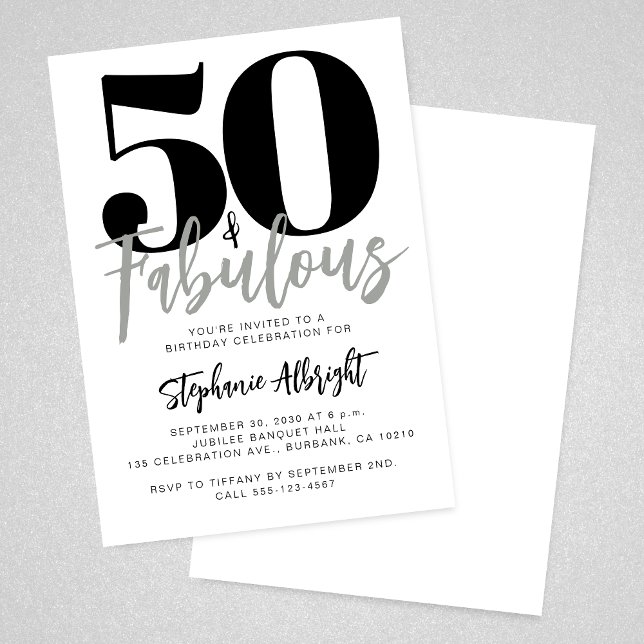 Convites Simple 50 and Fabulous Script 50th Birthday Party (Criador carregado)