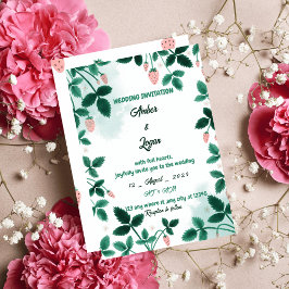 Convites Simple and elegant strawberry wedding invitation
