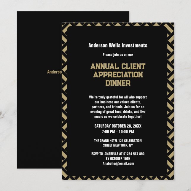 Convites Simple Annual Client Appreciation Dinner Party   (Frente/Verso)