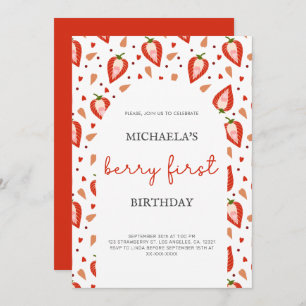 Convites Simple Arch Girl Berry Primeiro Aniversário