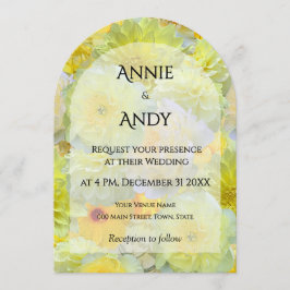 Convites Simple Arched Die-Cut Yellow Floral Wedding