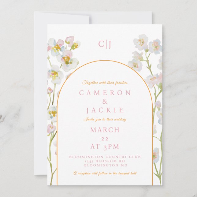 Convites Simple Babys Breath Wedding Invitation (Frente)