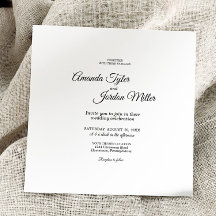 Simple Black and White Calligraphy Square Wedding