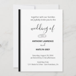 Convites Simple Black and White Formal Wedding - Custom