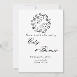 Convites Simple black and white weeding invitation