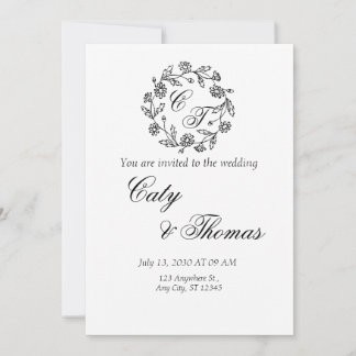 Convites Simple black and white weeding invitation