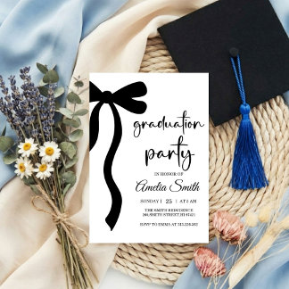 Convites Simple Black Bow graduation party invitation