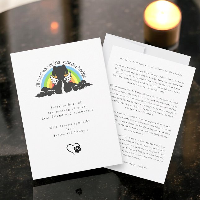 Convites Simple Black Dog Rainbow Bridge Pet Sympathy Card (Criador carregado)