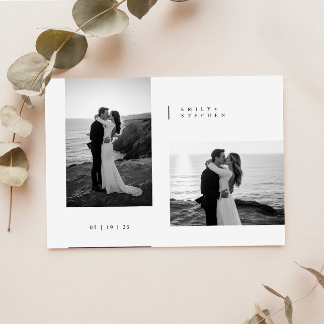 Convites Simple Black & White Elegant Minimal Wedding Photo (Criador carregado)