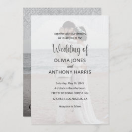 Convites Simple Black & White Overlay Photo Wedding