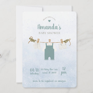 Convites Simple Blue Baby Boy Shower Invitation