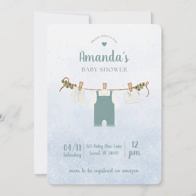 Convites Simple Blue Baby Boy Shower Invitation (Frente)