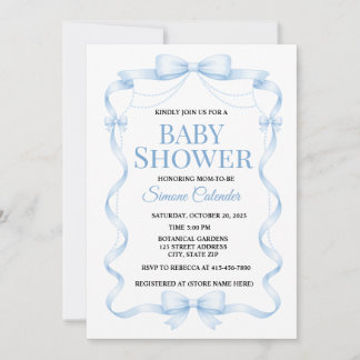 Convites Simple Blue Baby Shower Invitation
