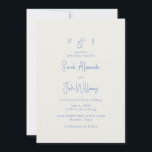 Convites Simple Blue & Cream Wedding Website<br><div class="desc">Blue Text Cream background wedding invitation.  Wedding website on the back.</div>