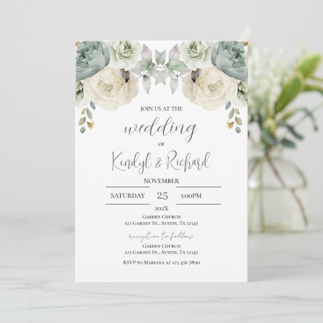 Convites Simple Boho Elegant Wedding Invitation (Em pé/Frente)