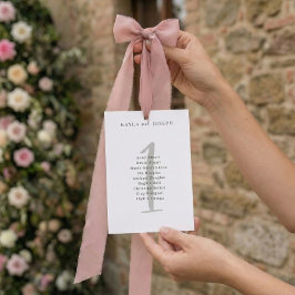 Convites Simple Bold Wedding Guest List Table Number 1 Card