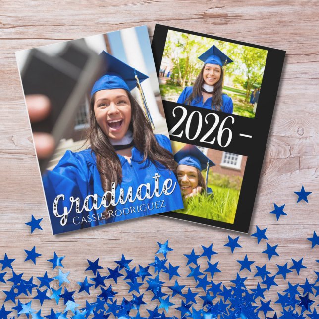 Convites Simple Calligraphy Photo Graduation Annoucement (Criador carregado)