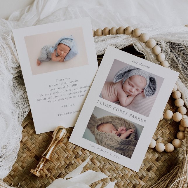 Convites Simple Chic Baby Photo Announcement Card (Criador carregado)