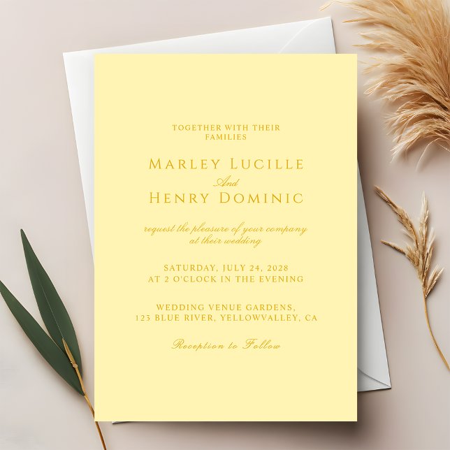 Convites Simple Chic Modern Butter Yellow Wedding (Criador carregado)