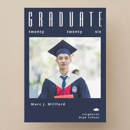 Convites Simple class of 2026 navy photo grad announcement