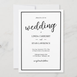 Convites Simple Classic Black and White Wedding Invitation