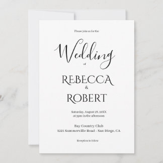 Convites Simple Classic Black & White Wedding Invite