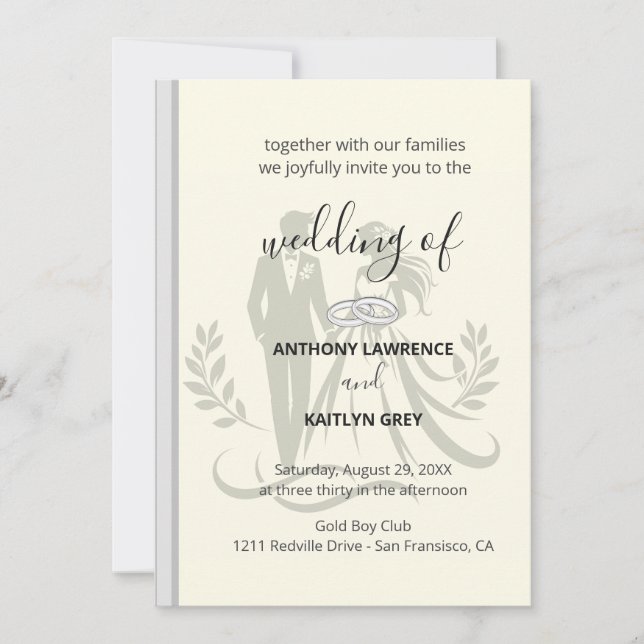 Convites Simple Classic Wedding Invitation – Customizable (Frente)