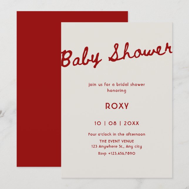 Convites Simple classy baby shower  (Frente/Verso)