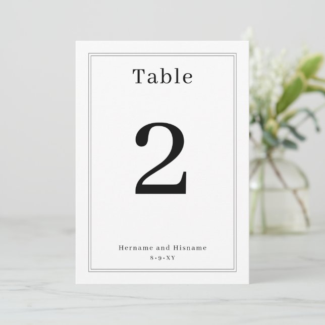Convites Simple Clean Minimalist Elegant Table Number Card (Em pé/Frente)