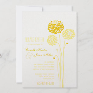 Convites Simple Dahlia - Casamento Dourado Metálico