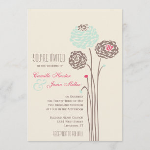 Convites Simple Dahlia - Casamento Moderno Russo