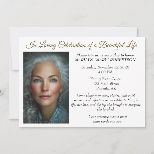 Convites Simple Editable Celebration of Life Invitation (Frente)