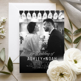 Convites Simple Elegance Classy Script Photo Wedding 