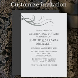 Convites Simple Elegant 25th Wedding Anniversary Party 