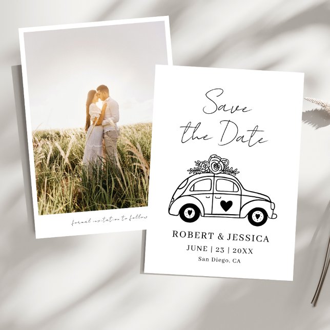 Convites Simple Elegant Boho Photo Wedding Save The Date (Criador carregado)
