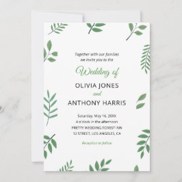 Convites Simple Elegant Botanical Greenery Leaves Wedding 