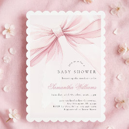 Convites Simple Elegant Bow Baby Shower Invitation