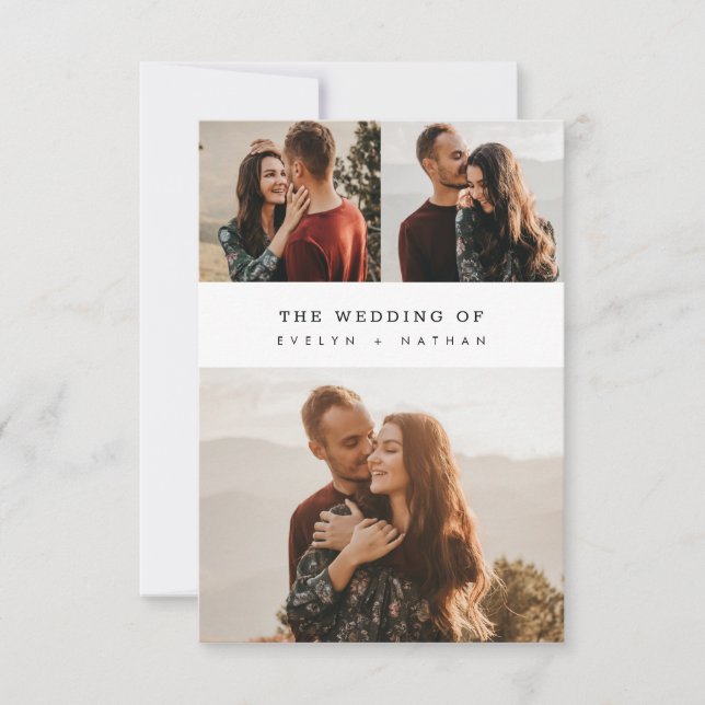Convites Simple Elegant Budget Photo Collage Wedding (Frente)